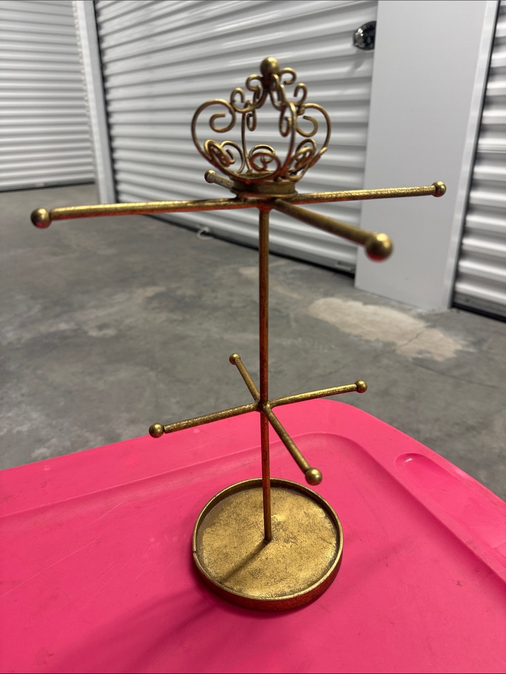 Gold Crown Jewelry Stand with Tray